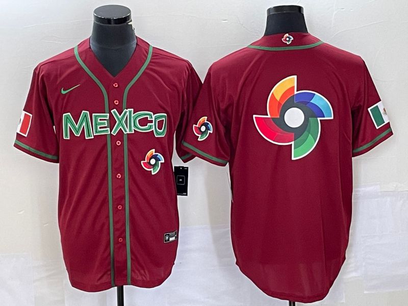Men 2023 World Cub Mexico Blank Red Nike MLB Jersey27->more jerseys->MLB Jersey